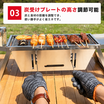 折りたたみ式ステンレスBBQグリル｜5秒展開・収納バッグ付き